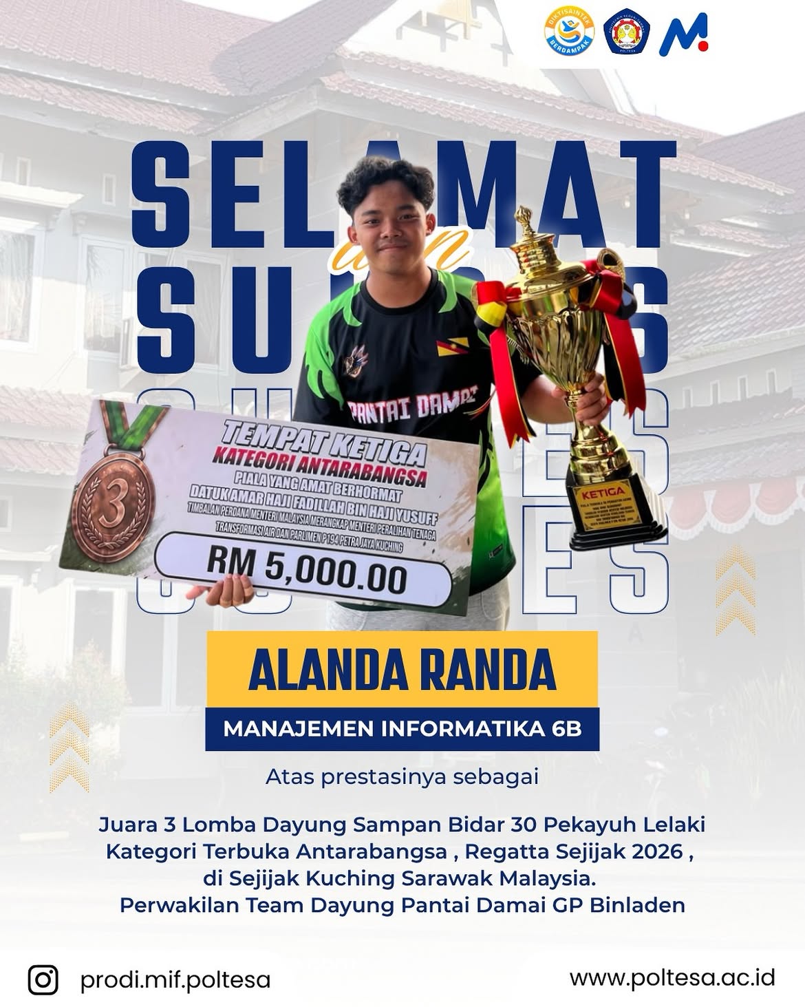 Sertifikat Team Dayung Pantai Damai GP Binladen 2026