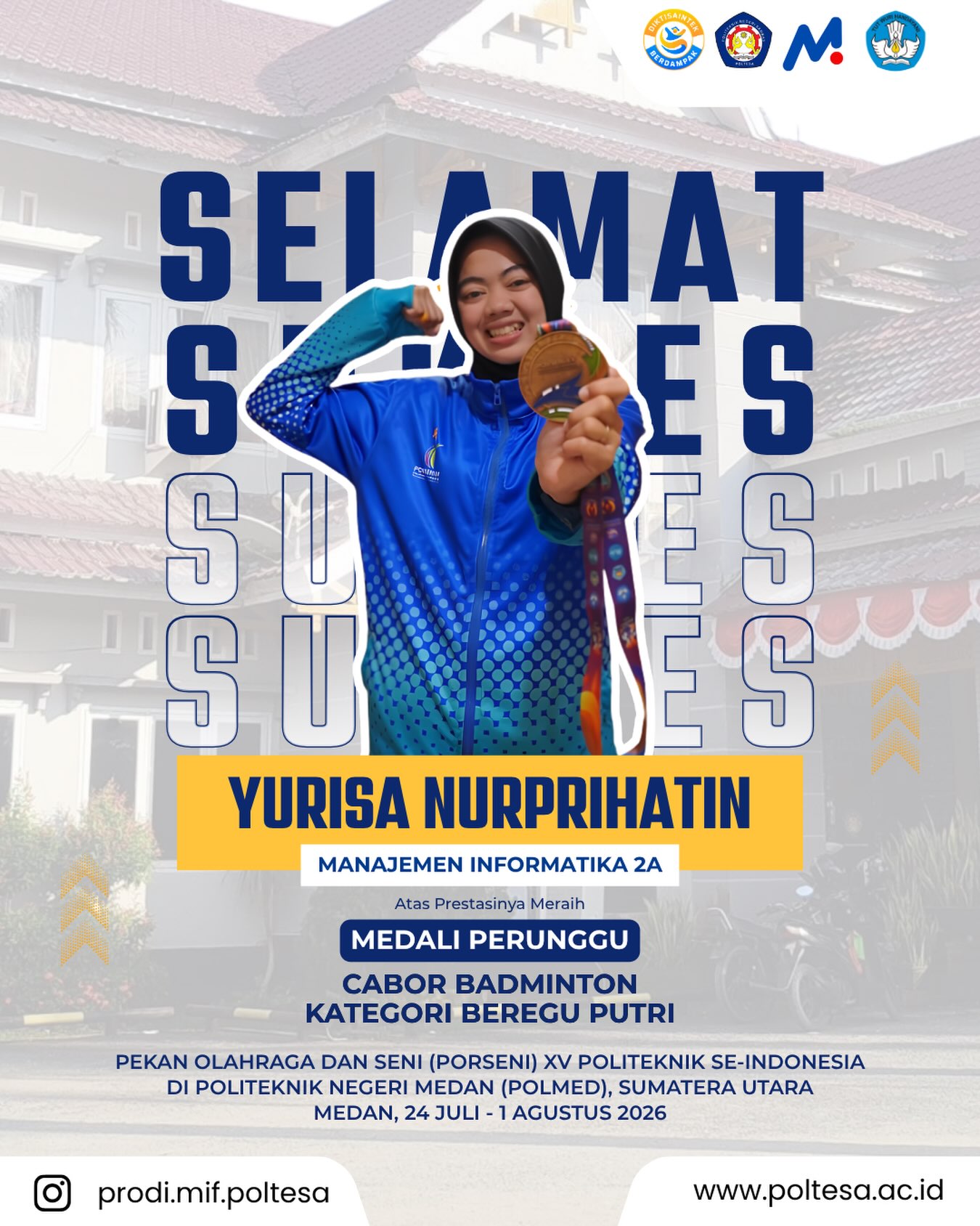 Sertifikat Juara 3 Badminton Beregu Putri PORSENI XV 2026
